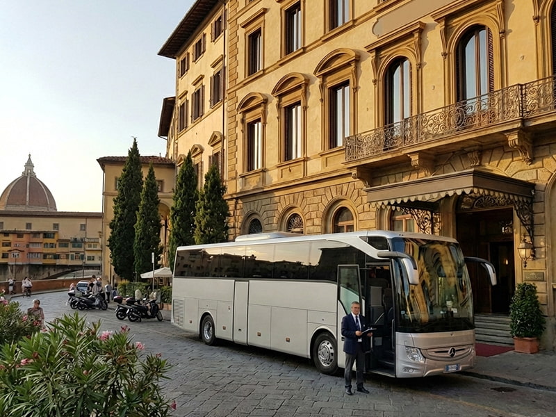 coach driver waiting for passengers