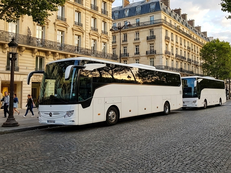 white coaches on street