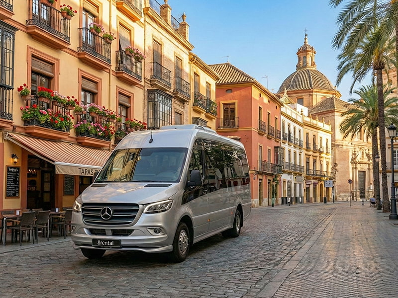 Minibus on touristic street